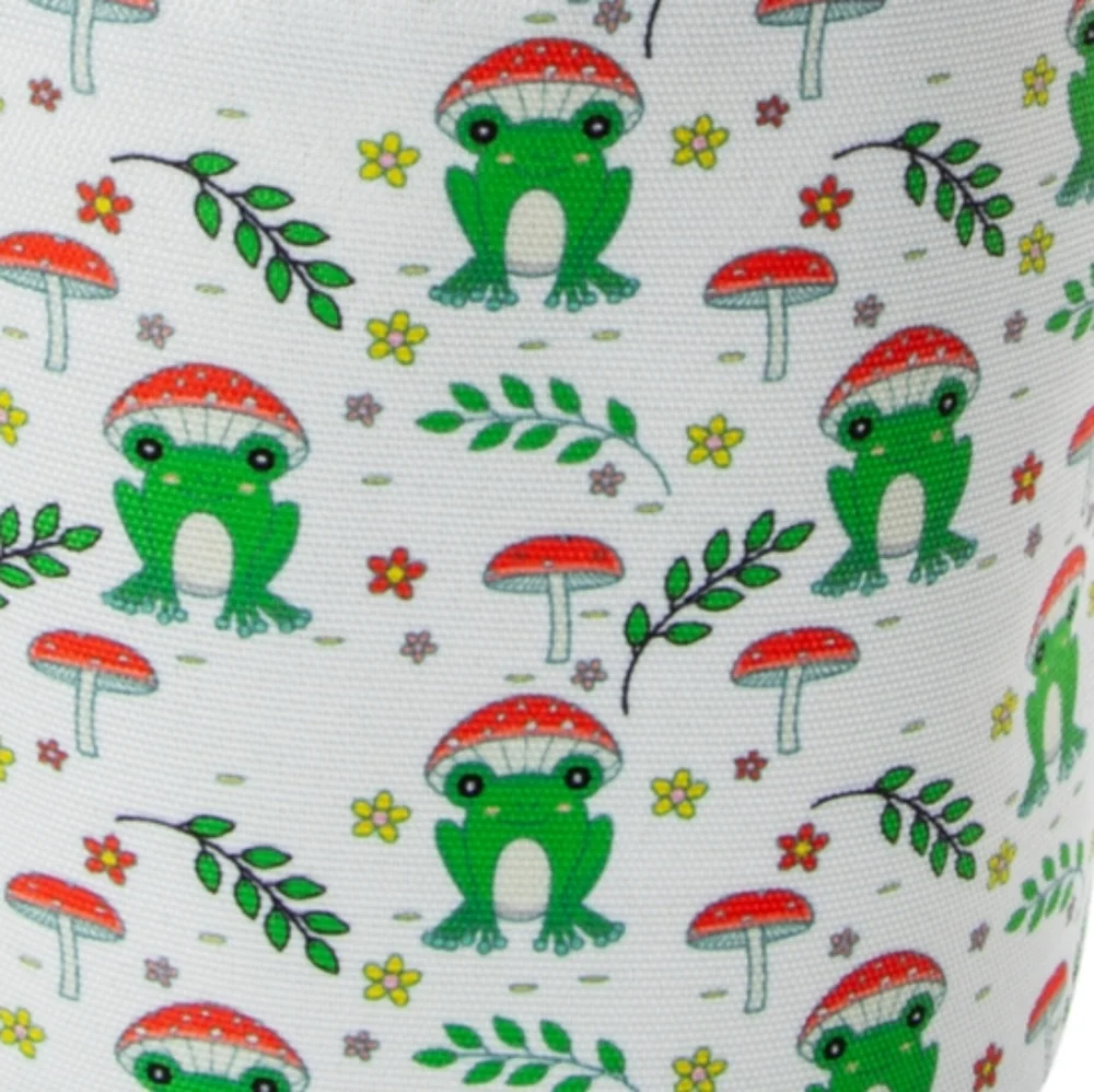 🐸🍄 Canvas Frog and Mushroom Basket with Handle 🍄🐸